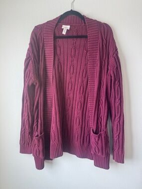 Cable Knit Open Cardigan Sweater